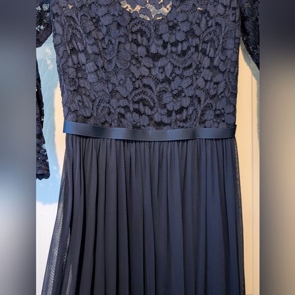 NWT David's Bridal Lace Mesh Navy Bridesmaid Dress 3/4 Sleeve Size 2 $38 - Picture 6 of 12